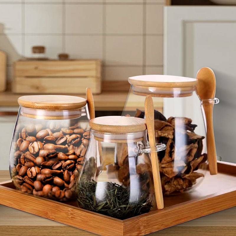 Glass Meal Prep Container - 숟가락과 뚜껑이 있는 34온스 밀봉 유리병