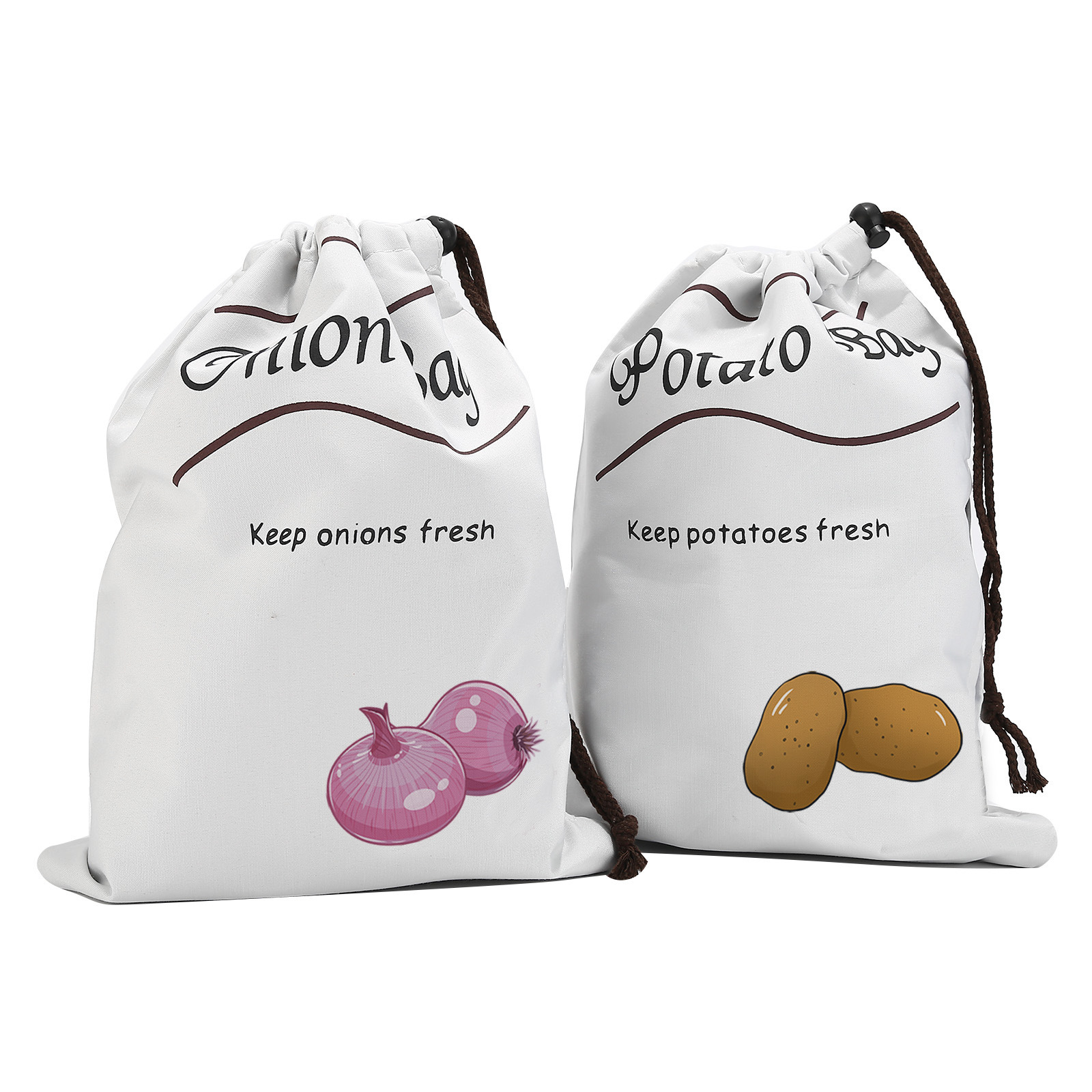 Food Storage In Roots - 2개 재사용 가능한 채소 보관 가방
