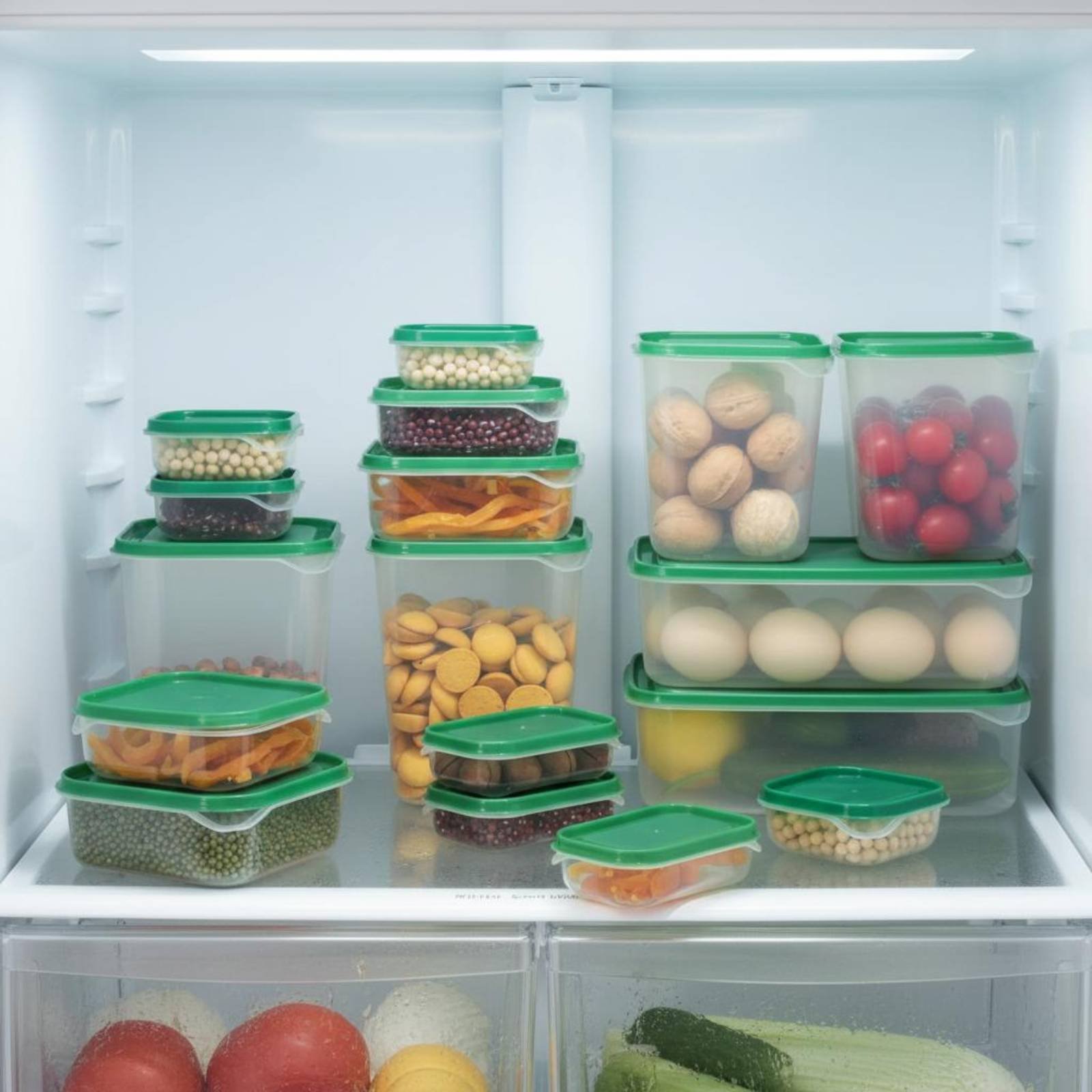 Food Storage Boxes With Lids - 17개 냉장고 보관함 세트, 새지 않는