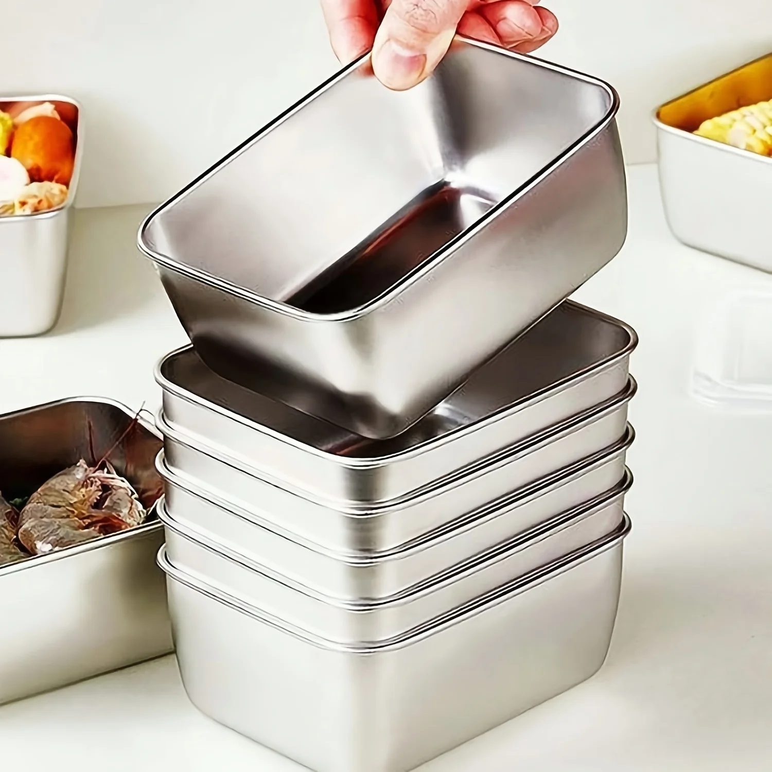 Food Storage Stackable Containers - 스테인리스 스틸 식품 보관 용기 세트
