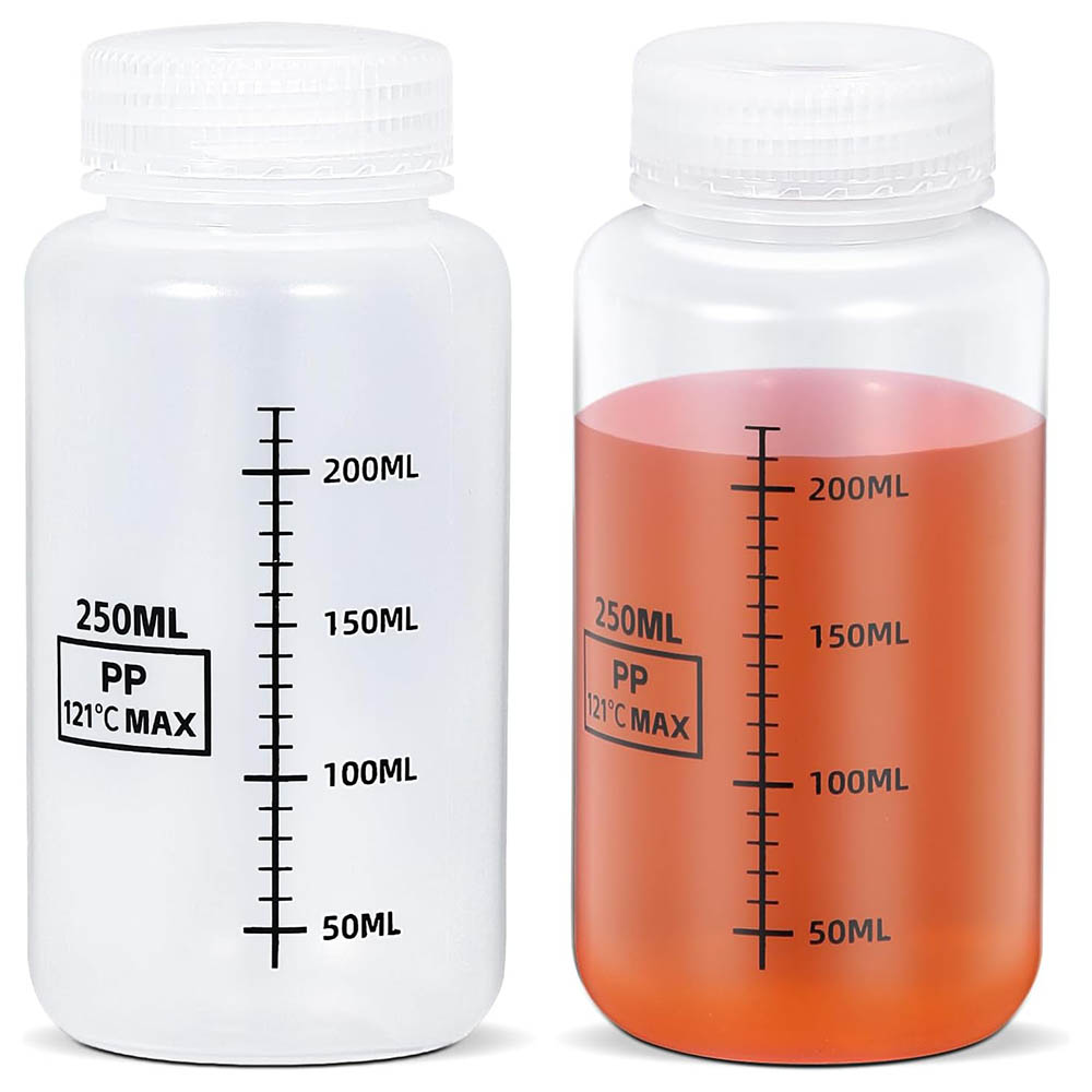 Food Storage Not Plastic - 8온스/250ml 와이드 입구 플라스틱 병, 눈금이