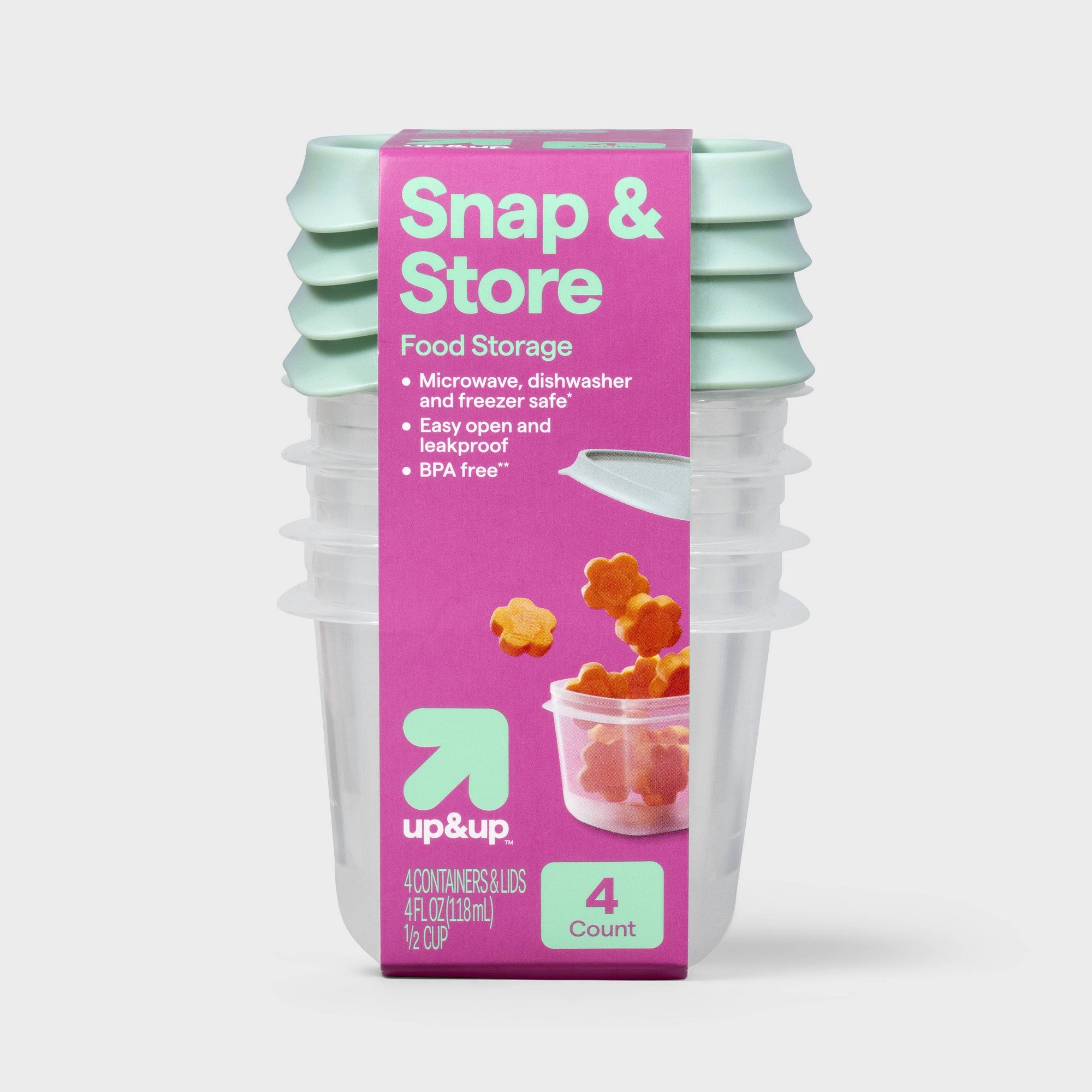 Food Storage Stackable Containers - 4ct 미니 사각형 하프컵 식품 보관