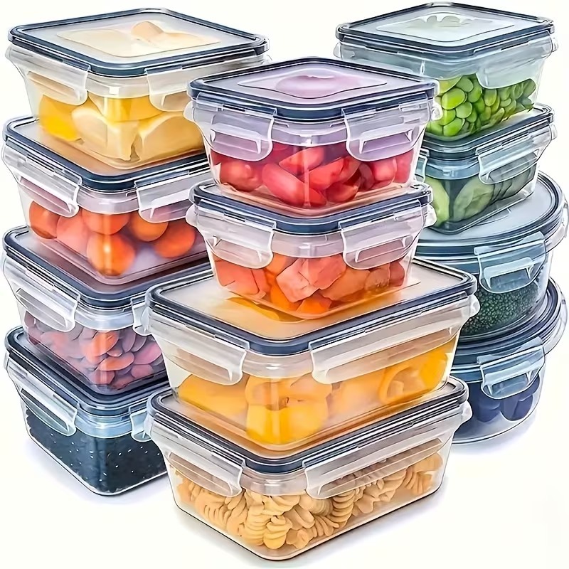 Food Storage Boxes With Lids - 4개의 투명 식품 보관 용기(스냅 뚜껑