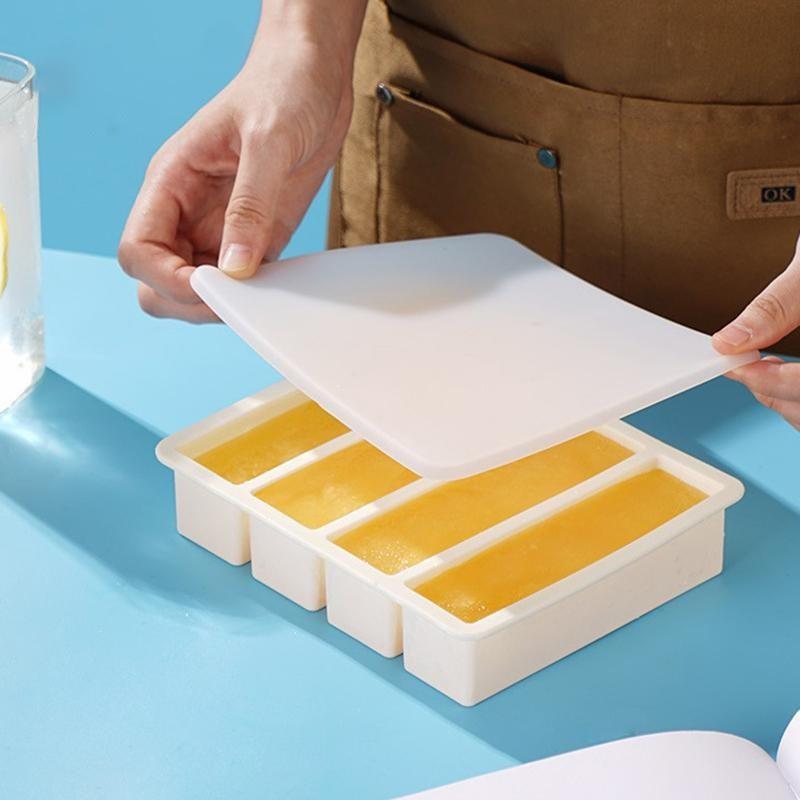 Food Storage Box Large - 특대형 실리콘 음식 트레이(뚜껑 포함), 4구