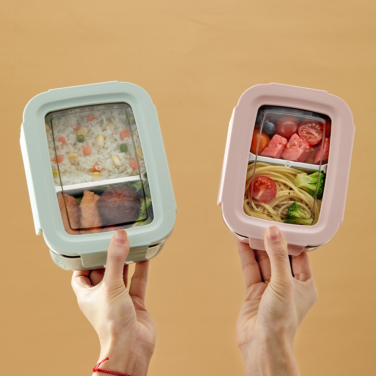 Food Storage Safe - 전자레인지용 304 스테인리스 스틸 칸막이 도시락,