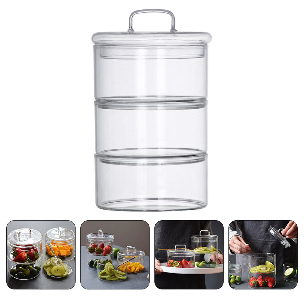 Food Storage Stackable Containers - 1세트 투명 유리 보관 용기 샐러드