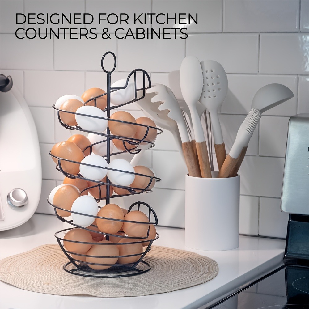 Egg Storage Holder - 금속 와이어 나선형 계란 홀더, 바구니가