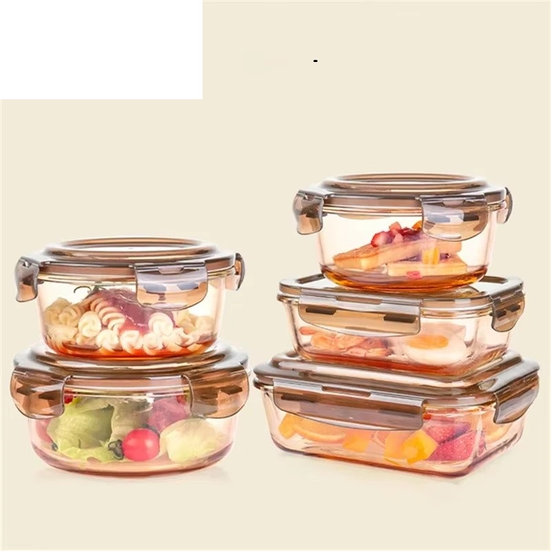 Glass Meal Prep Container - 유리 신선보관함, 전자레인지 가열용 특수 도시락통,