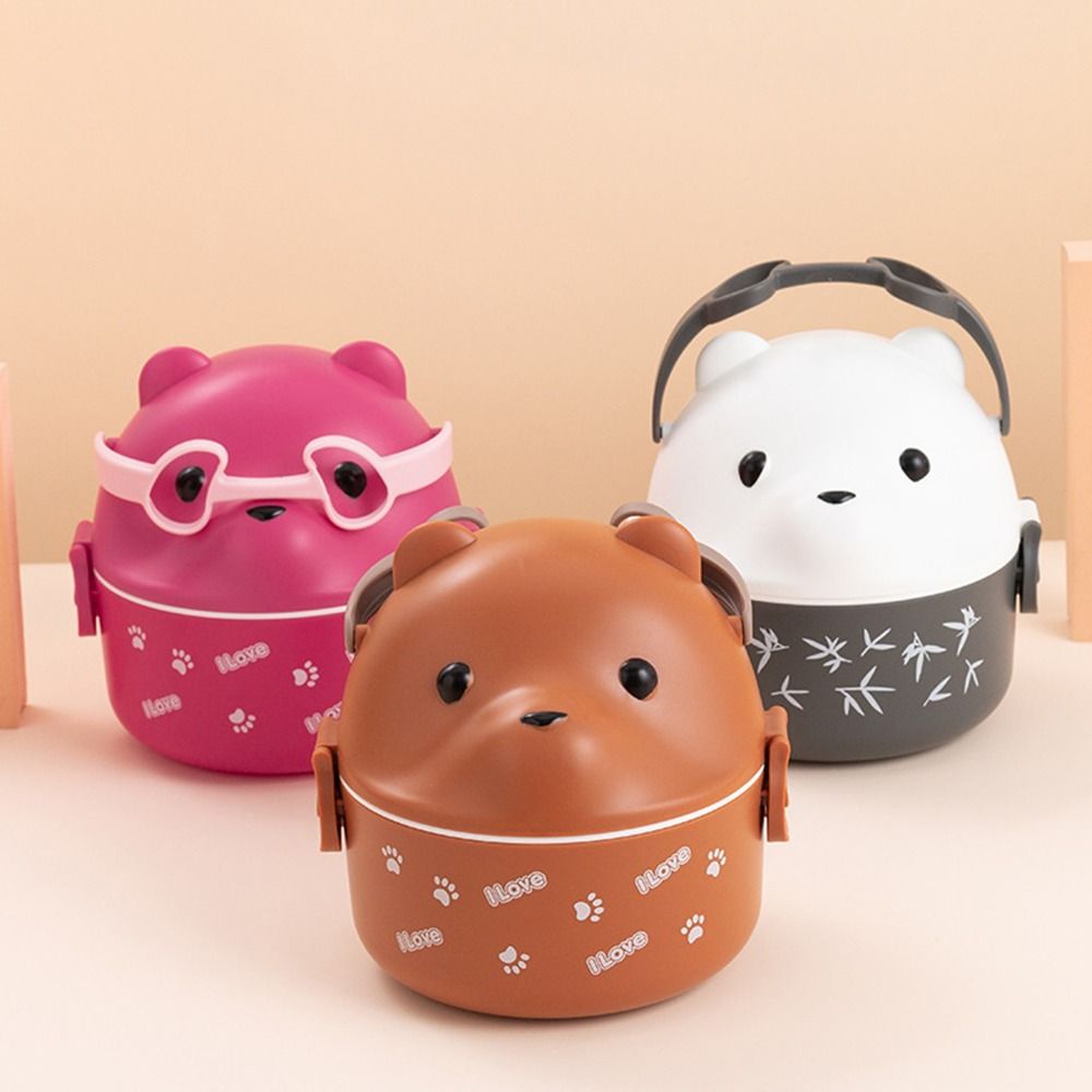 Food Storage Stackable Containers - 휴대용 안경 곰 보온 도시락 상자,