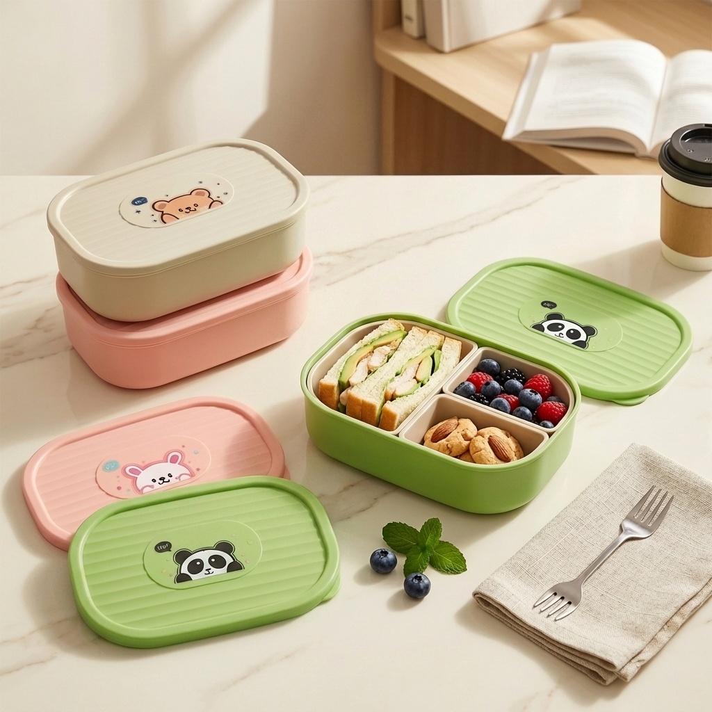 Food Storage Safe - 귀여운 플라스틱 분리형 도시락통 어린이 학생