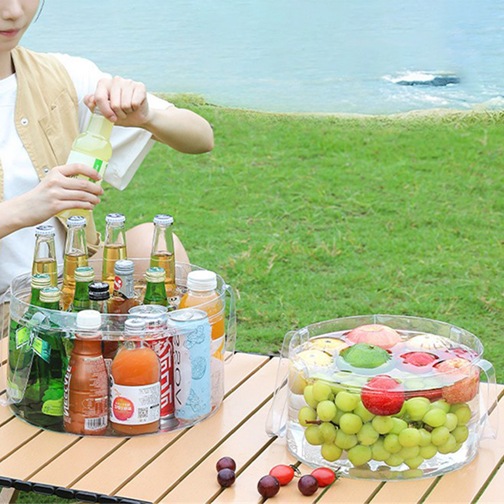 Food Storage Not Plastic - 접이식 투명 양동이 피크닉 과일 바구니
