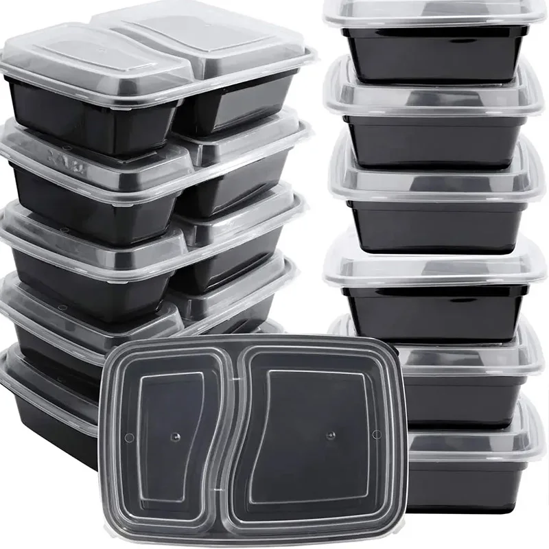 Food Storage Stackable Containers - 10 세트 뚜껑이 있는 일회용 식품