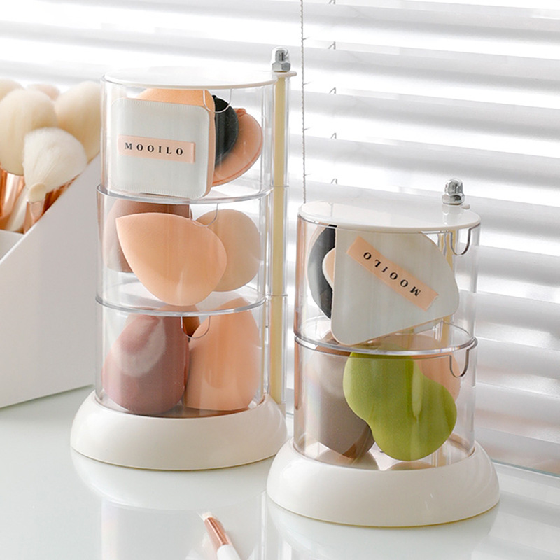Egg Storage Holder - 360 도 회전 메이크업 퍼프 보관