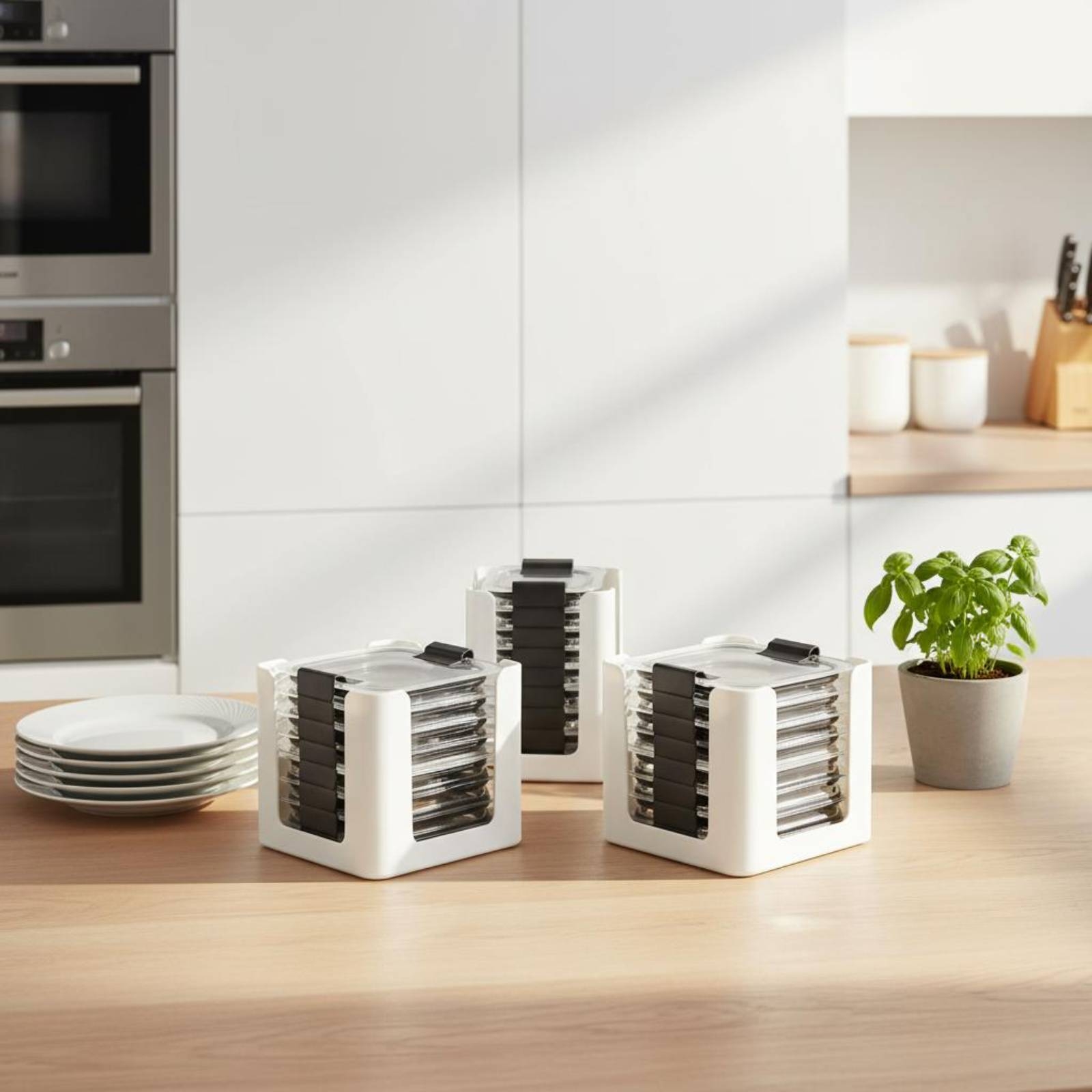 Food Storage Rack - 3개의 뚜껑 보관 랙, 직사각형 식품