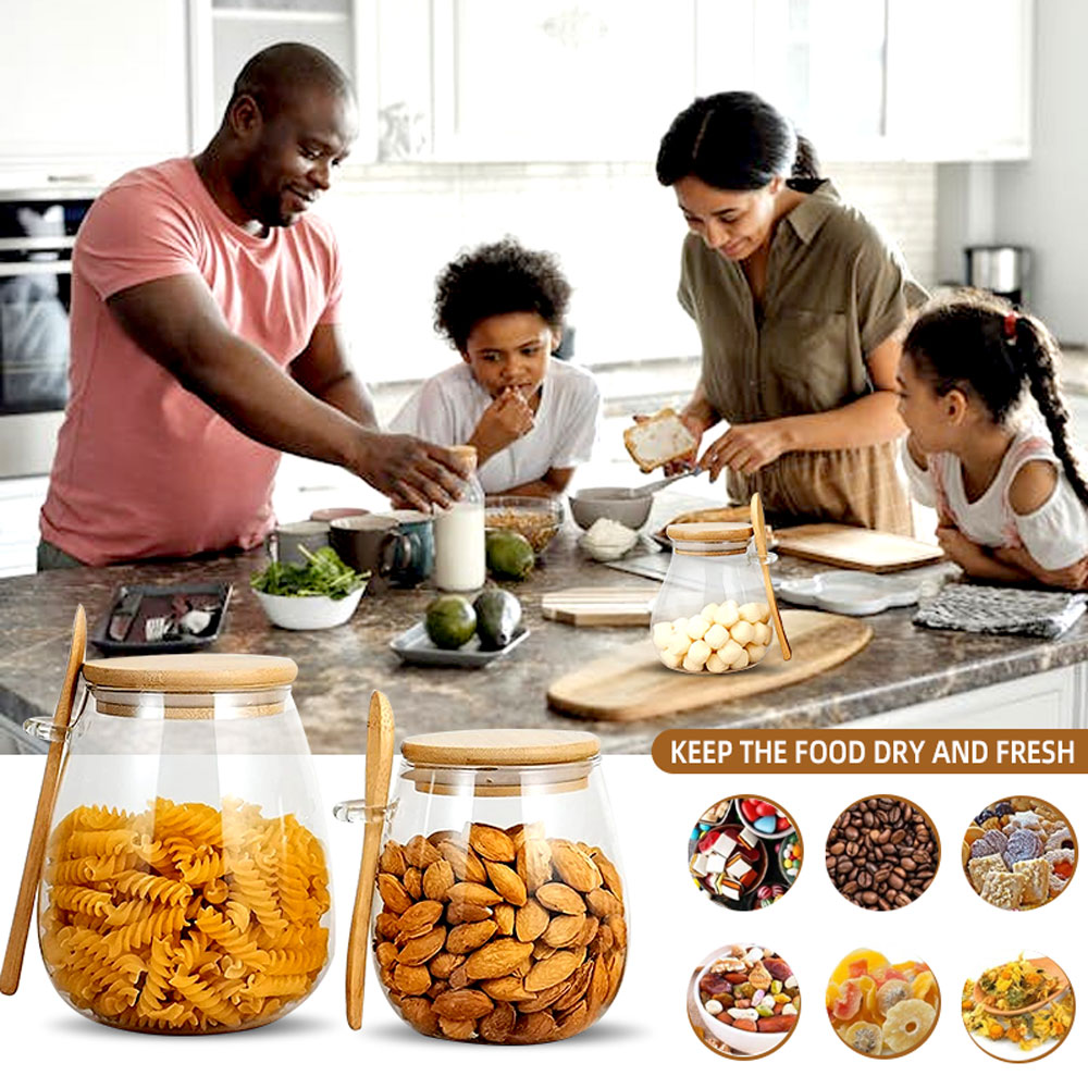 숟가락과 뚜껑이 있는 34온스 밀봉 유리병 투명 양념병 - Glass Meal Prep Container 리뷰 및 가격