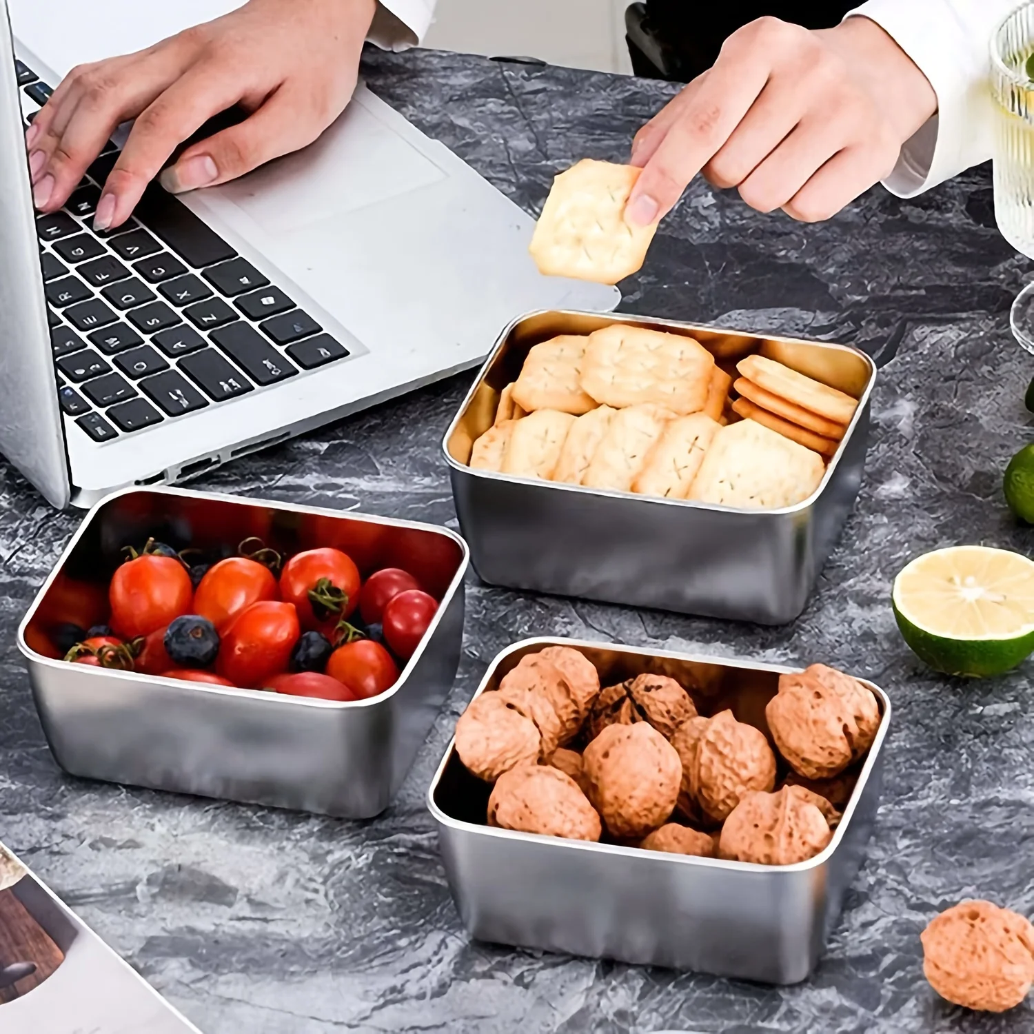 스테인리스 스틸 식품 보관 용기 세트 (뚜껑 포함) - - Food Storage Stackable Containers 리뷰 및 가격