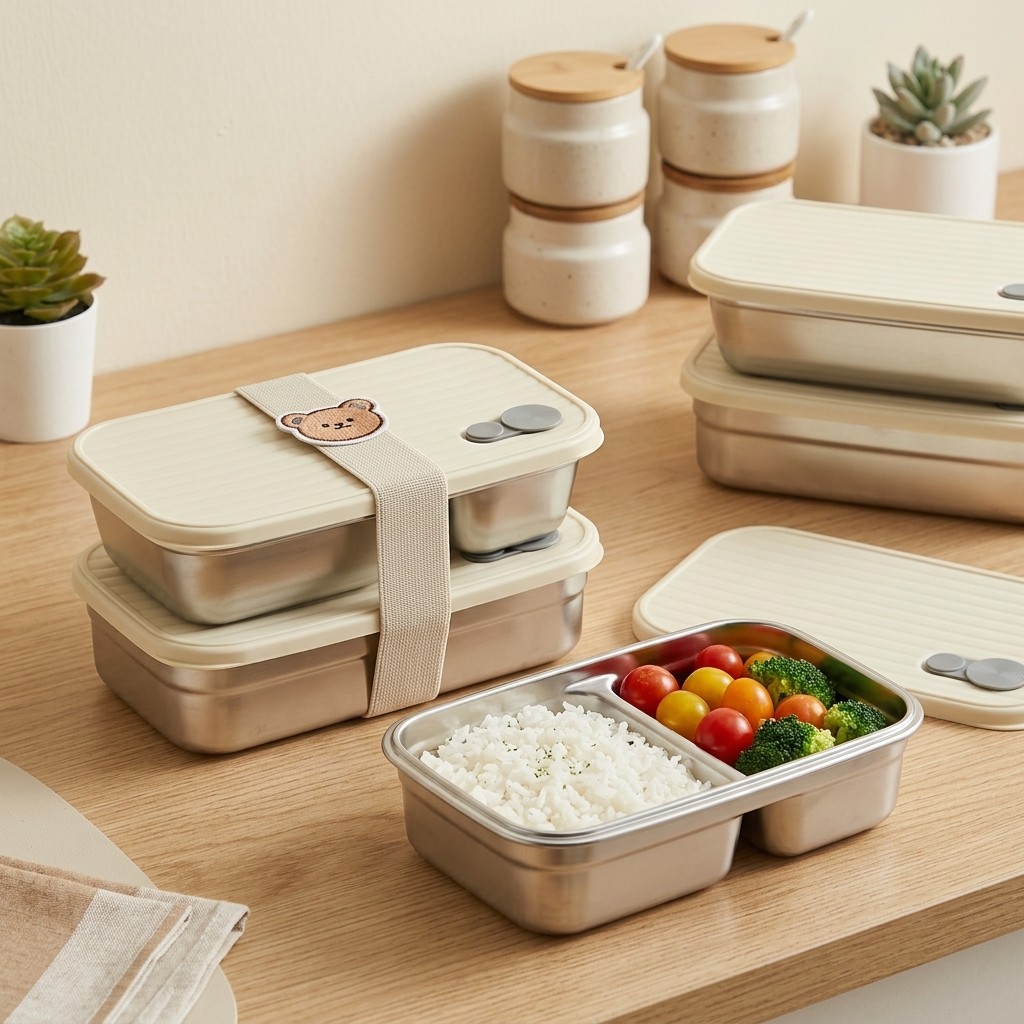 스테인리스 스틸 도시락 금속 도시락 전자레인지용 식품  - Food Storage Stackable Containers 리뷰 및 가격