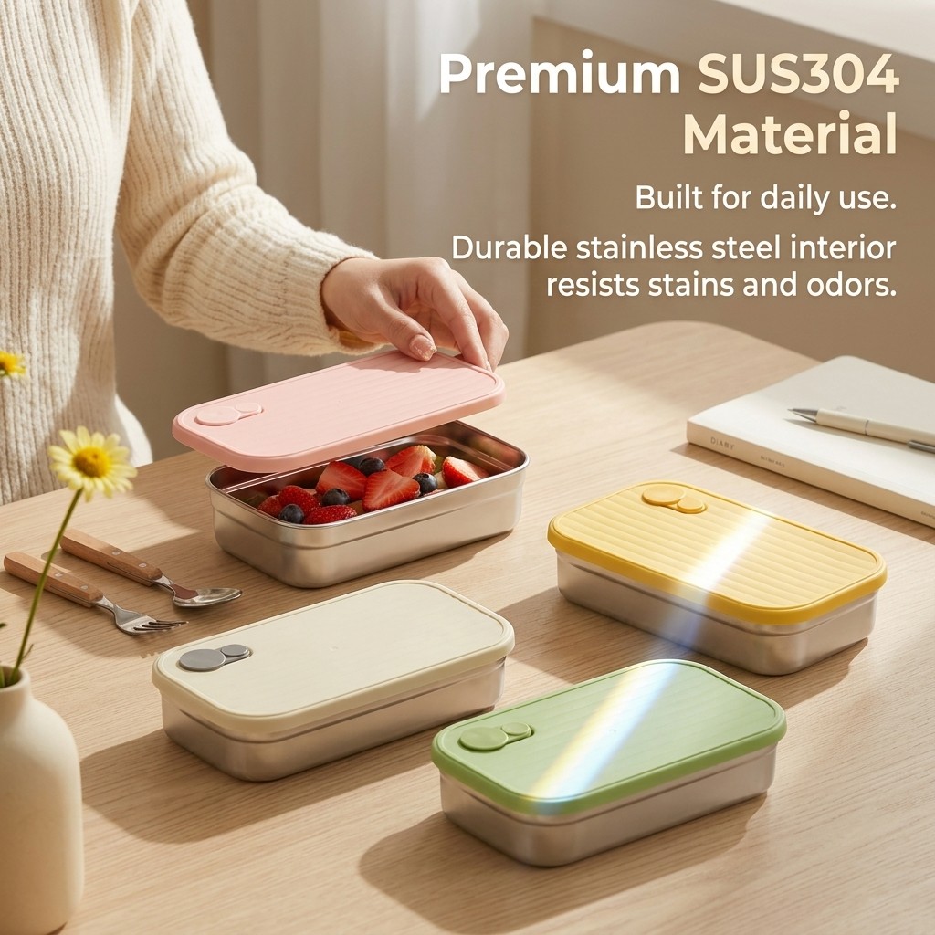 스테인리스 스틸 도시락 금속 도시락 전자레인지용 식품  - Food Storage Stackable Containers 리뷰 및 가격