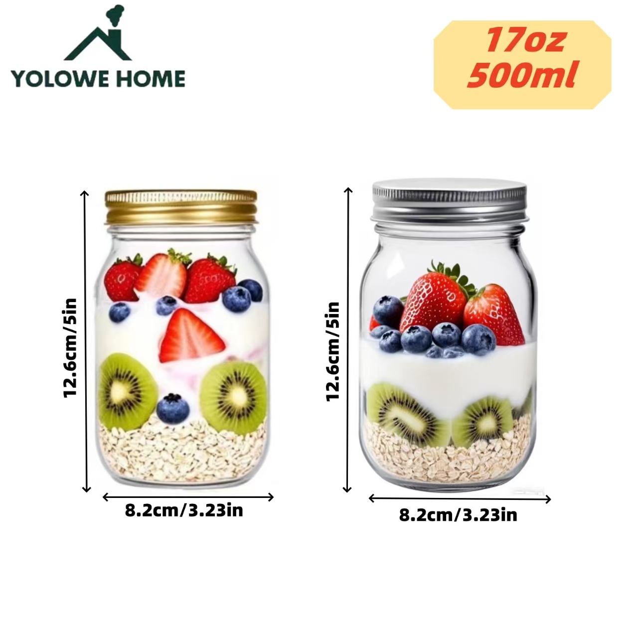 6개, 12개, 500ml/16oz, 유리 메이슨병,  - Glass Meal Prep Container 리뷰 및 가격