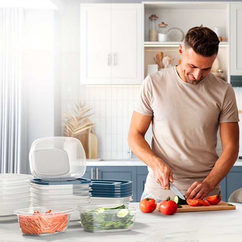6개의 투명한 쌓을 수 있는 플라스틱 식품 보관 용기  - Food Storage Stackable Containers 리뷰 및 가격