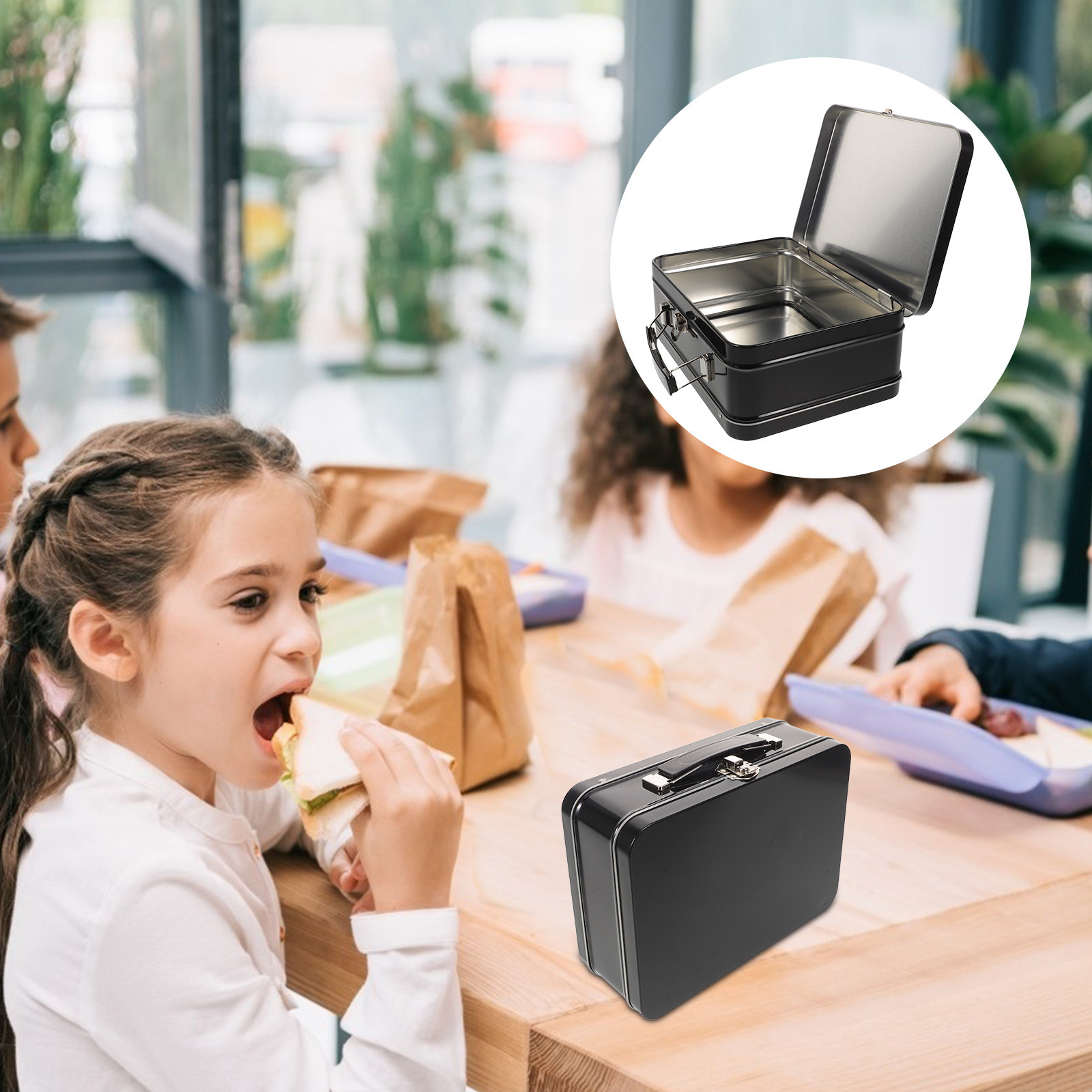 금속 도시락통 직사각형 손잡이가 있는 빈티지 양철 도시 - Food Storage Lunch Box 리뷰 및 가격