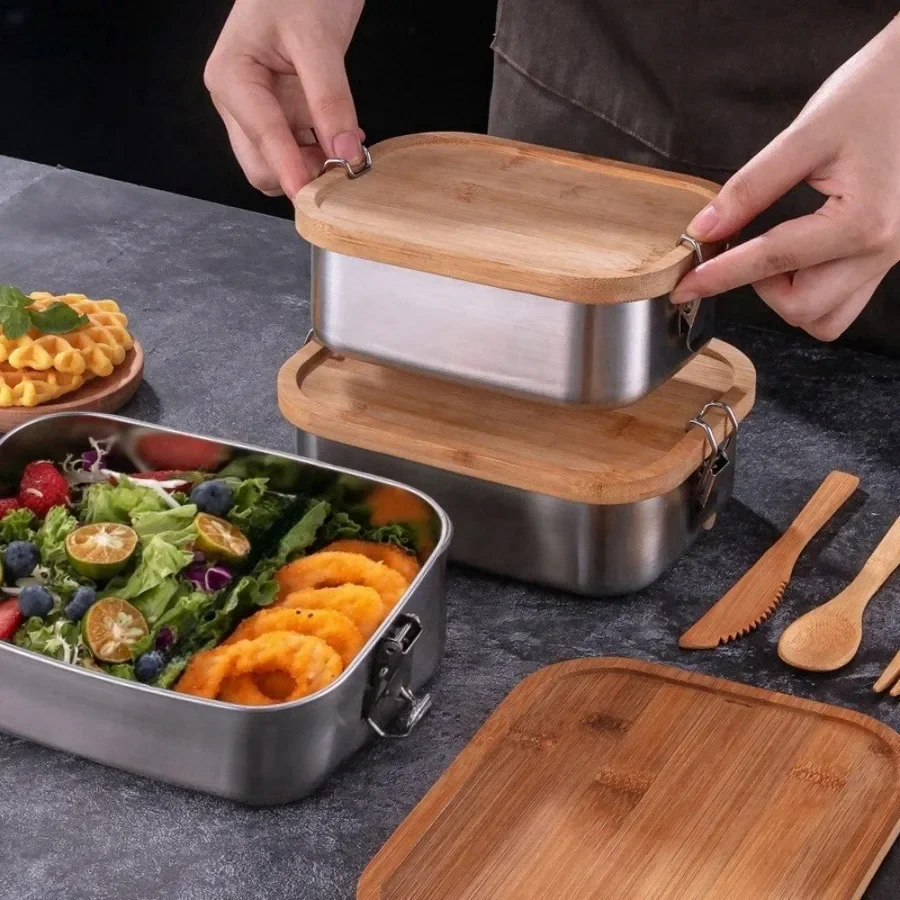 새로운 304 스테인리스 스틸 대나무 뚜껑 도시락, 일 - Food Storage Ideas 리뷰 및 가격