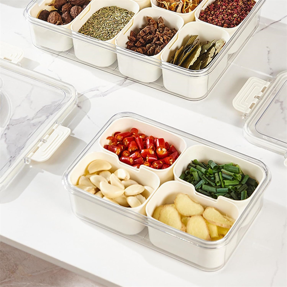 휴대용 식품 보관함, 스낵 보관함, 뚜껑이 있는 4칸, - Food Storage Ideas 리뷰 및 가격