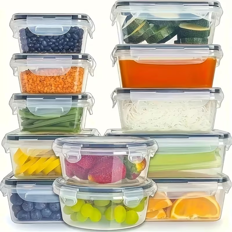 4개의 투명 식품 보관 용기(스냅 뚜껑 포함), 과일, - Food Storage Boxes With Lids 리뷰 및 가격