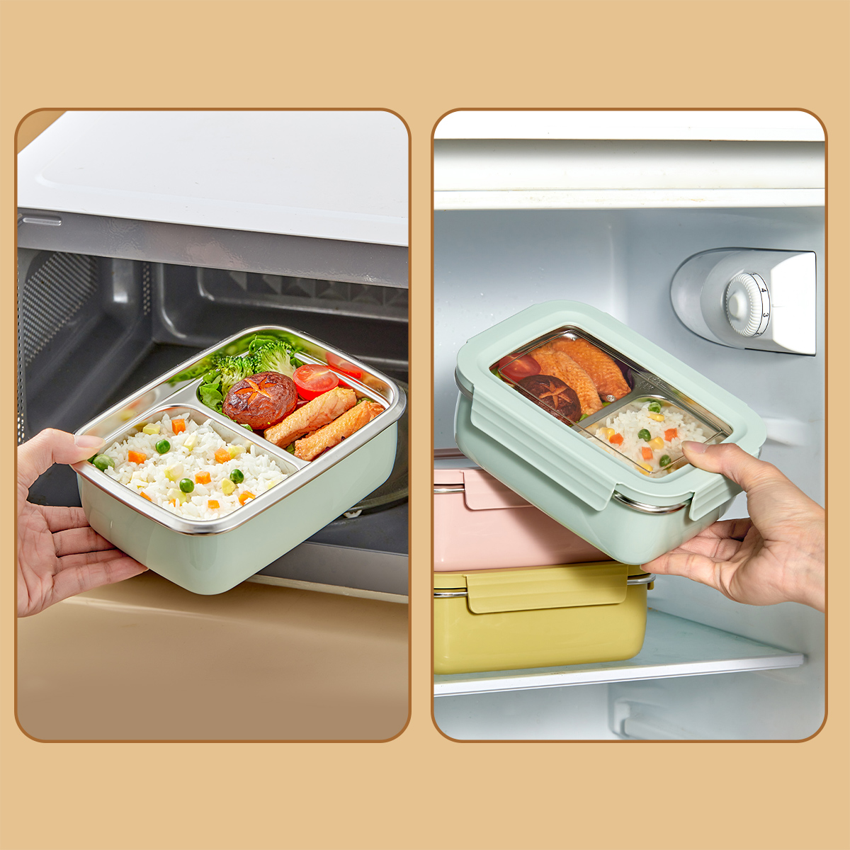 전자레인지용 304 스테인리스 스틸 칸막이 도시락, 쌓 - Food Storage Safe 리뷰 및 가격