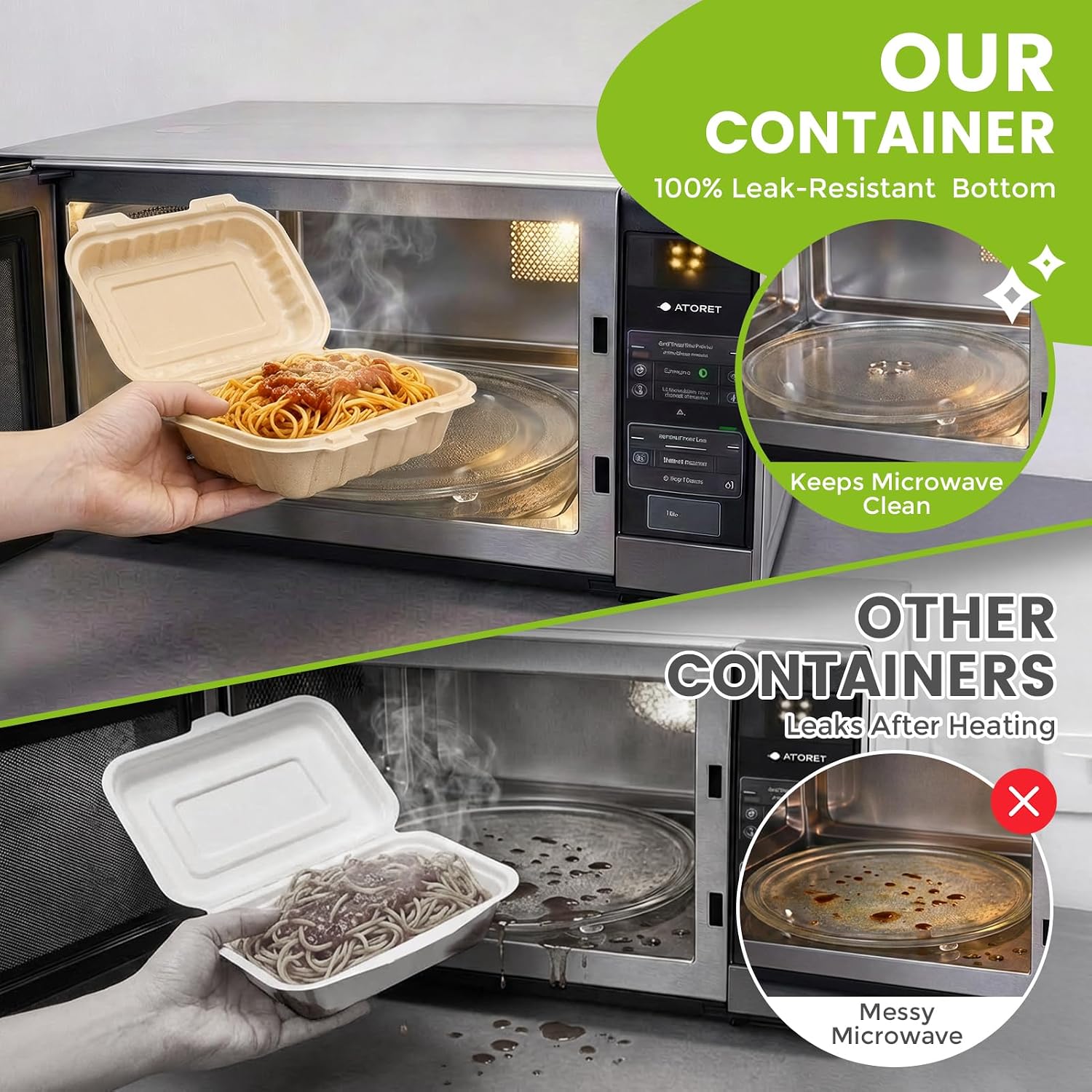 50개입 16온스 조개껍질 모양 테이크아웃 용기, 천연 - Food Storage Safe 리뷰 및 가격