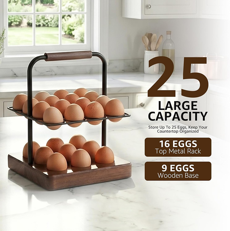 팜하우스 스타일 계란 홀더, 2단 계란 정리대, 나무  - Egg Storage Holder 리뷰 및 가격