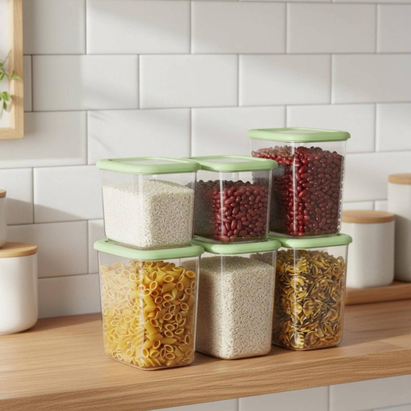 6개의 밀폐 식품 보관 용기 세트, 투명 디자인 플라스 - Food Storage Stackable Containers 리뷰 및 가격
