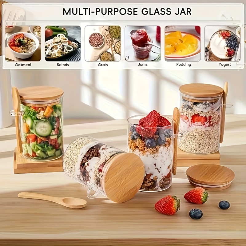 1/2/4/8개입 오트밀 유리컵 세트, 뚜껑과 스푼 포 - Glass Meal Prep Container 리뷰 및 가격
