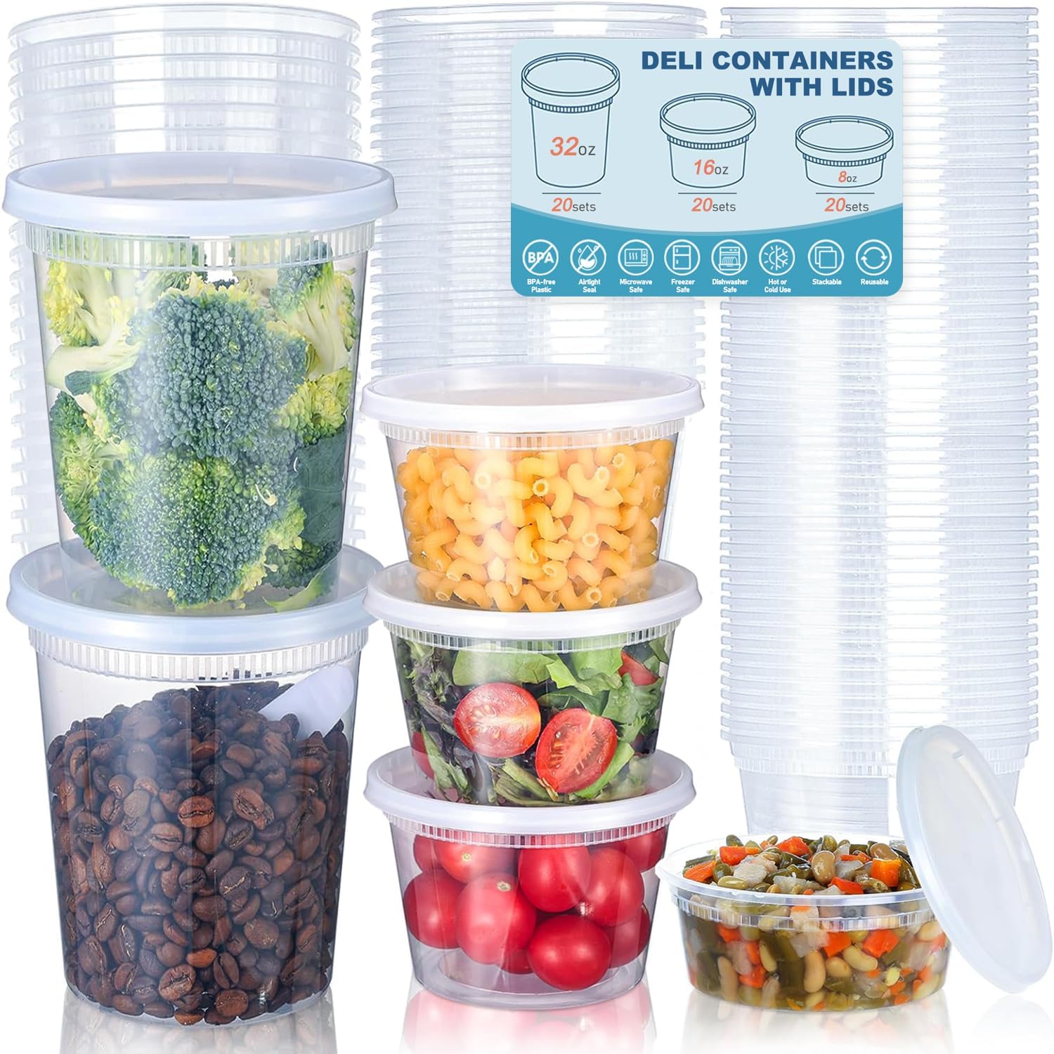 뚜껑이 있는 24개 델리 식품 보관 용기, 플라스틱 식 - Food Storage Ideas 리뷰 및 가격