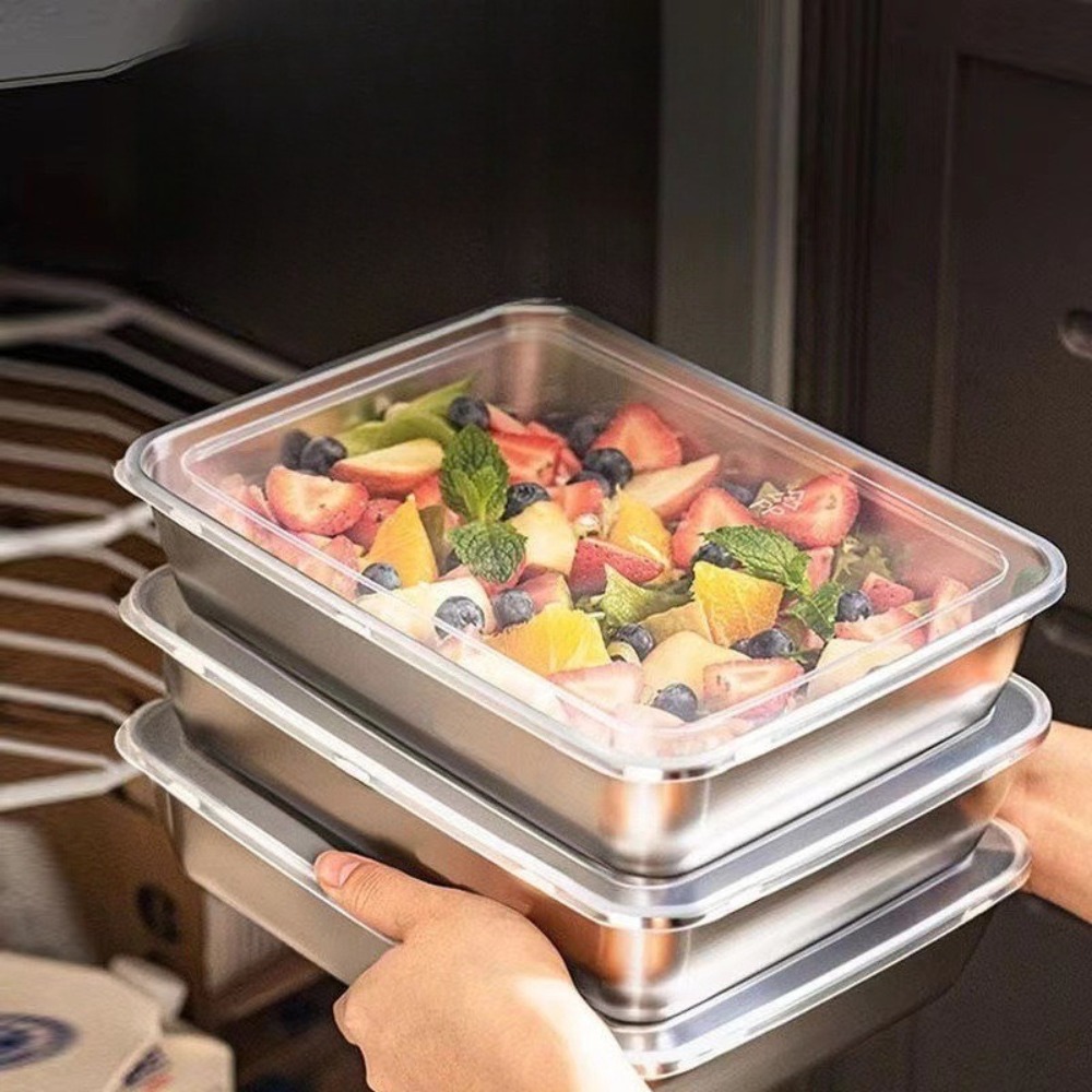 식품 등급 스테인리스 스틸 서빙 트레이(뚜껑 포함),  - Food Storage Ideas 리뷰 및 가격
