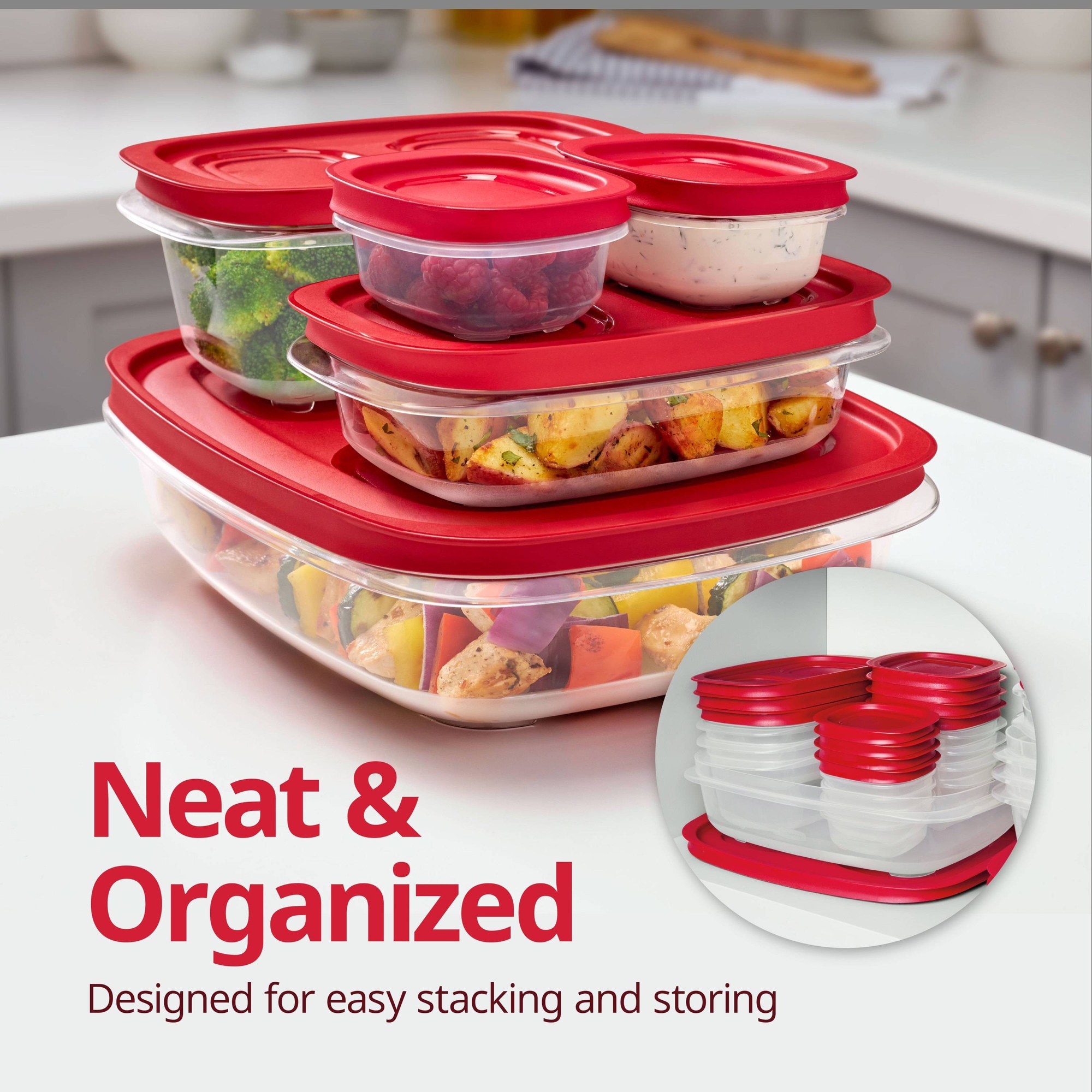 5.26컵 직사각형 식품 보관 용기, 빨간색 이지 스토 - Food Storage Stackable Containers 리뷰 및 가격