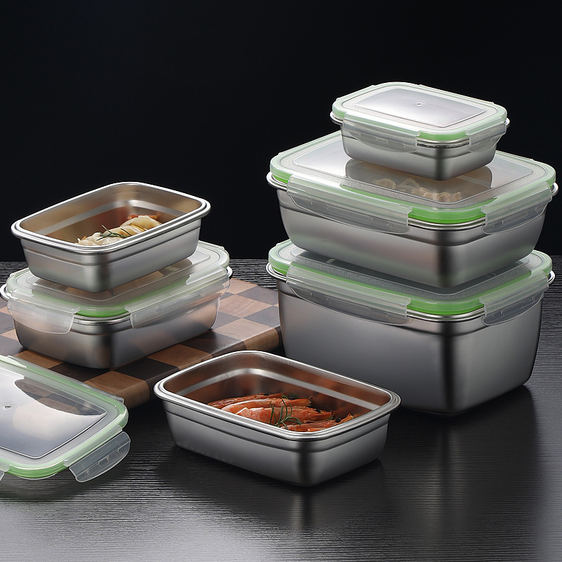 304 스테인리스 스틸 도시락 세트, 실리콘 투명 뚜껑 - Food Storage Stackable Containers 리뷰 및 가격