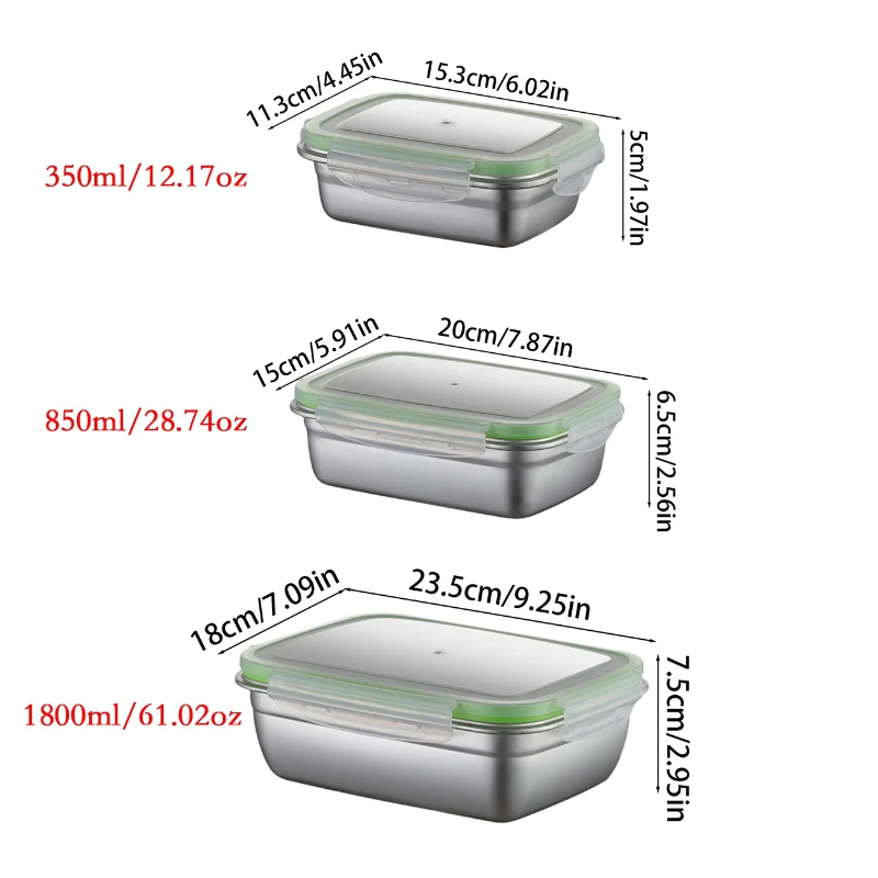 304 스테인리스 스틸 도시락 세트, 실리콘 투명 뚜껑 - Food Storage Stackable Containers 리뷰 및 가격