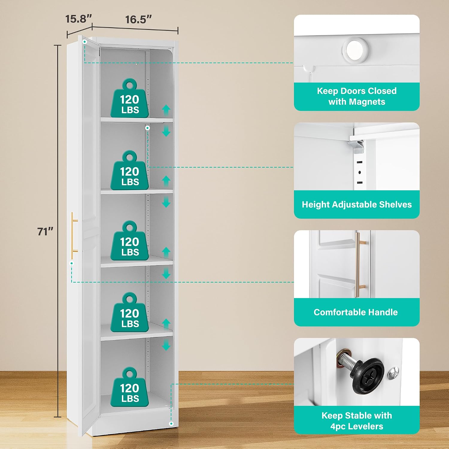 키가 크고 좁은 수납장, 한 개의 문과 5개의 선반이  - Food Storage For Room 리뷰 및 가격