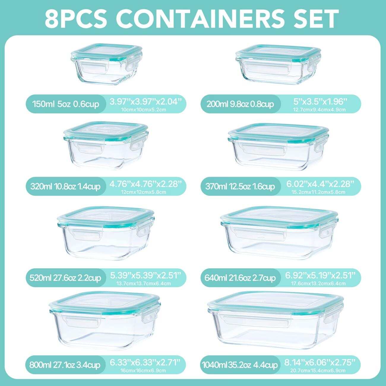 16개 밀폐형 유리 식품 저장 용기, 도시락, 전자레인 - Glass Meal Prep Container 리뷰 및 가격