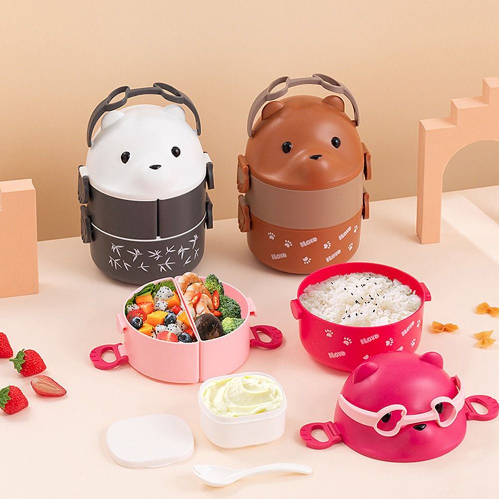 휴대용 안경 곰 보온 도시락 상자, 어린이 1/2/3  - Food Storage Stackable Containers 리뷰 및 가격