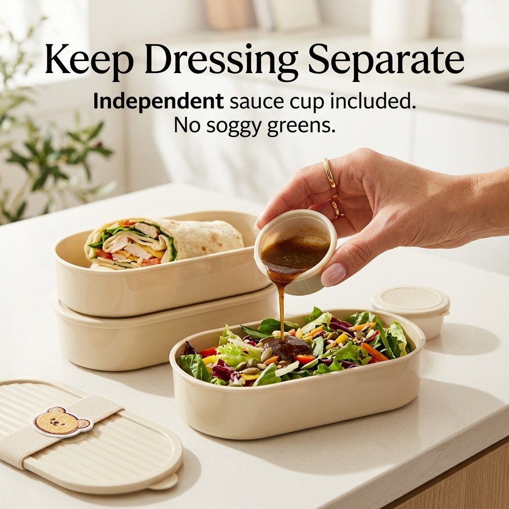 귀여운 스트랩이 있는 이중 레이어 타원형 도시락, 재사 - Food Storage Safe 리뷰 및 가격