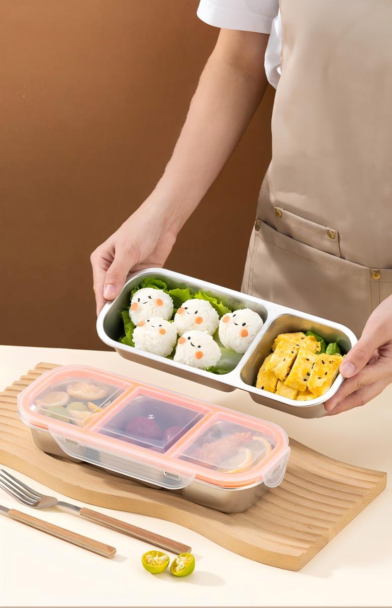 3칸 식품 보관 용기 런치 박스(뚜껑 포함), 칸막이형 - Food Storage Lunch Box 리뷰 및 가격