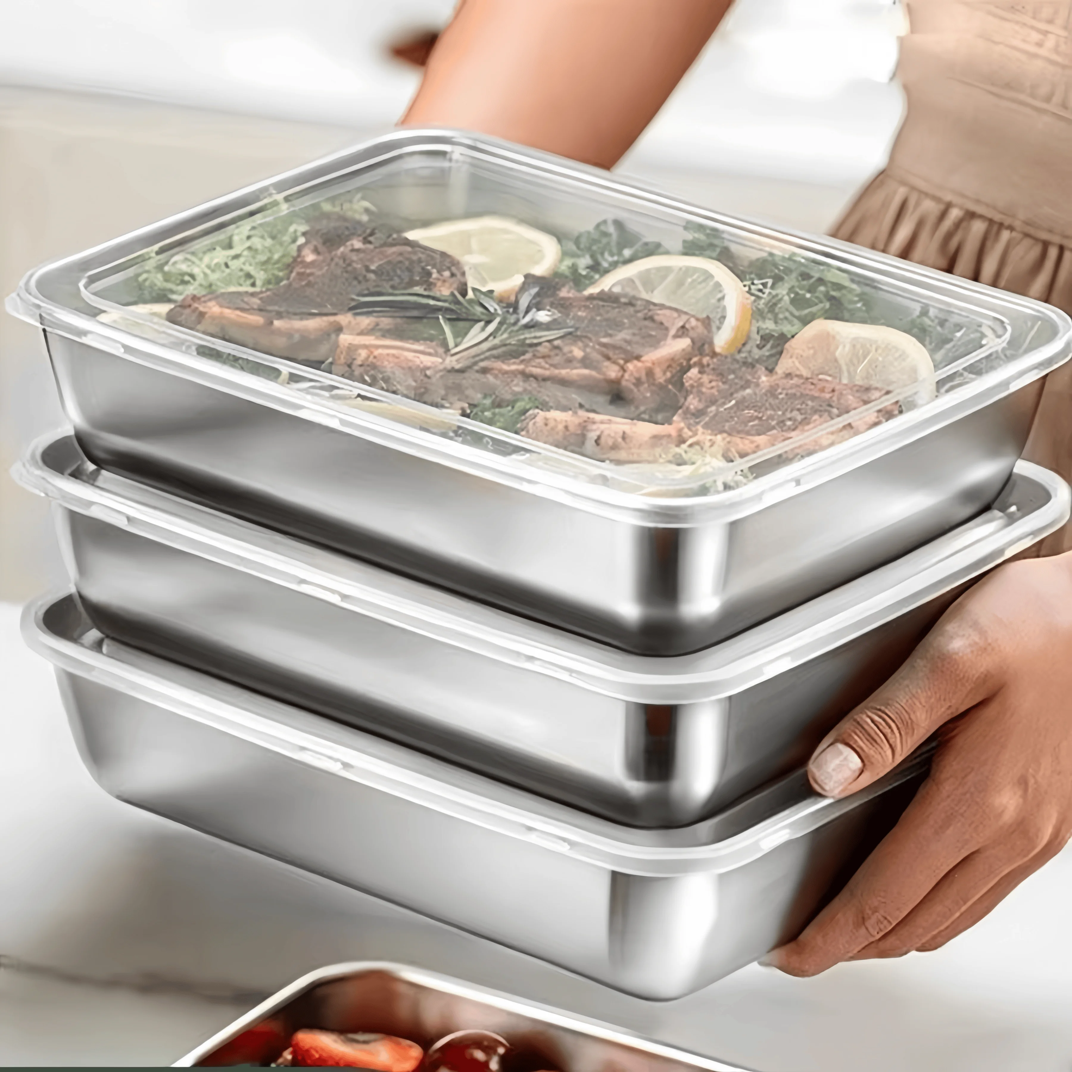 스테인리스 스틸 밀폐형 도시락통 신선도 유지 직사각형  - Food Storage Boxes With Lids 리뷰 및 가격