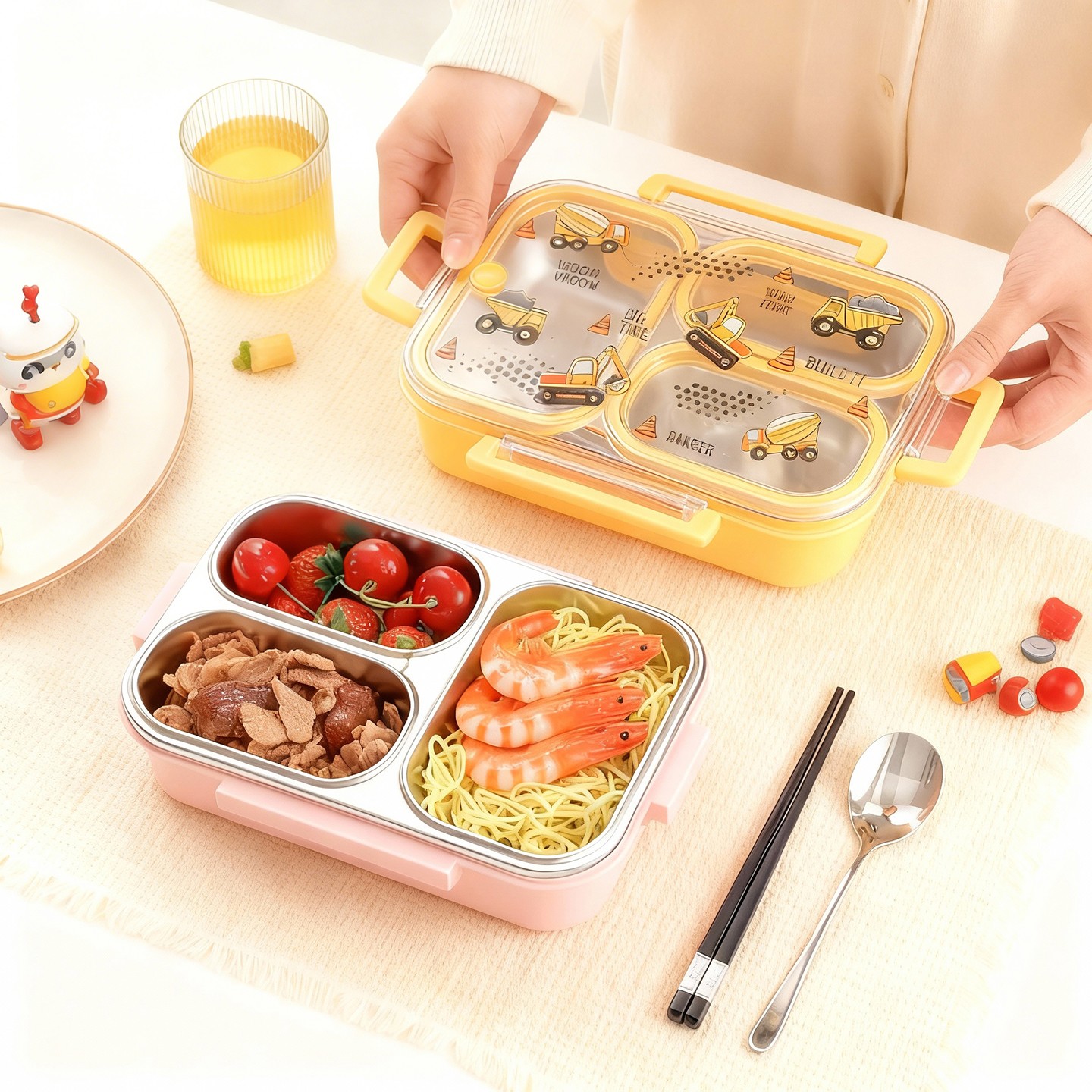 대용량 만화 캐릭터 어린이 도시락 가방 손잡이 포함 휴 - Food Storage Box Large 리뷰 및 가격
