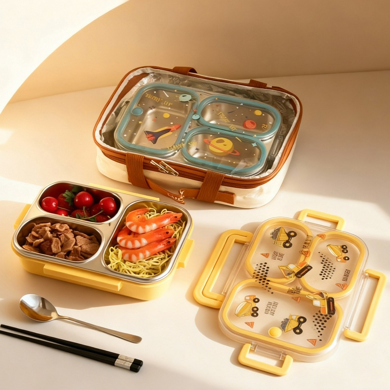 대용량 만화 캐릭터 어린이 도시락 가방 손잡이 포함 휴 - Food Storage Box Large 리뷰 및 가격